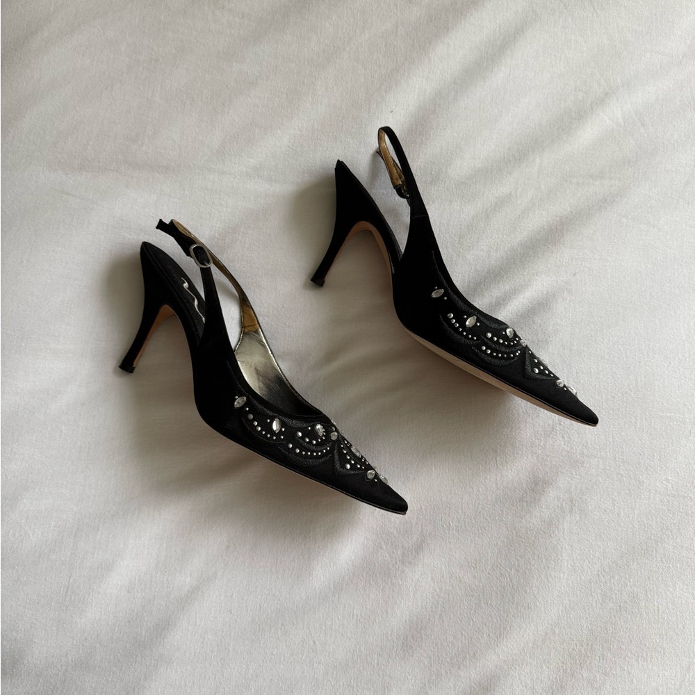 Nina Alaura Black Slingback Gemstone Heels - Picture 2 of 7